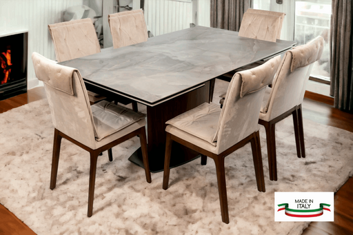 Maxima House - Arnardo 7-Piece Extendable Dining Table Set, Wood Base, w/ 6 Chairs DI011-CH003