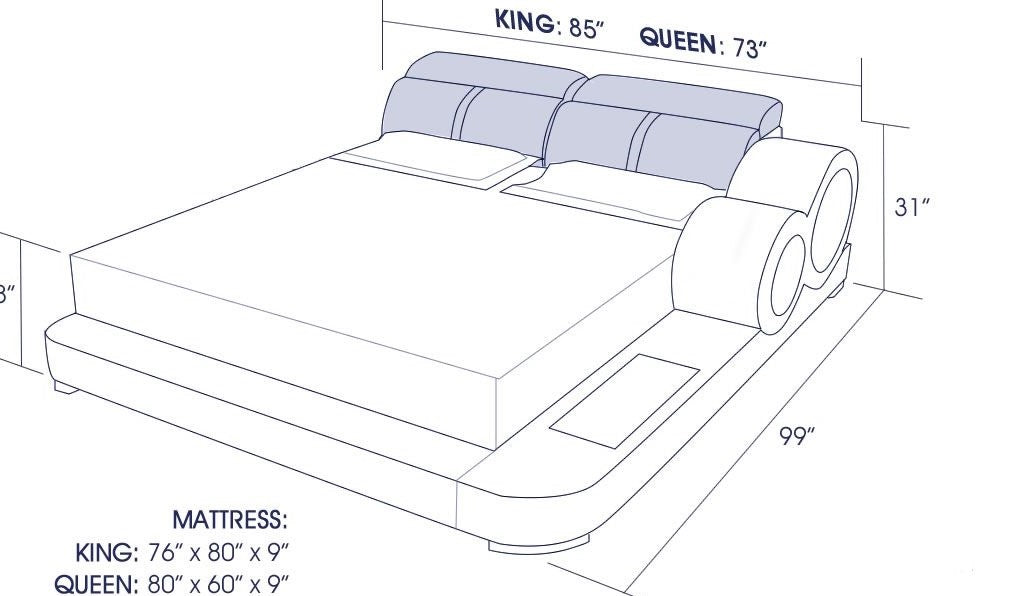 (Custom Order) Jubilee Furniture - Soleia Leather Bed With Adjustable Headrest