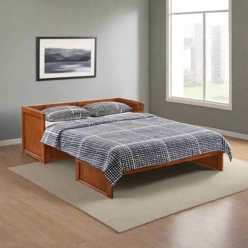 Night and Day Furniture - Cube 2 Queen Cabinet Murphy Bed in Cherry, White, Chocolate, & Stonewash
