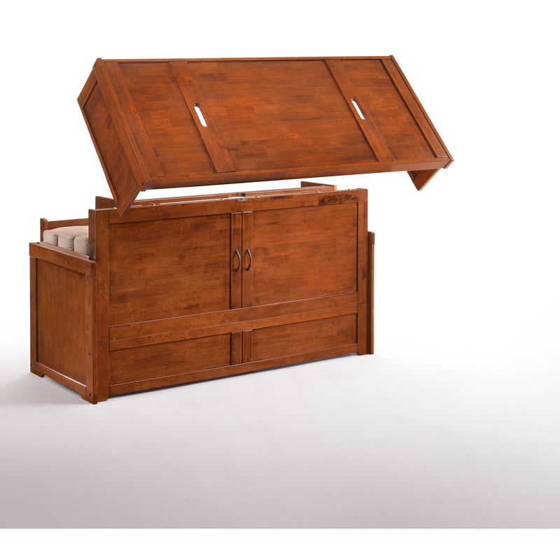 Night and Day Furniture - Cube 2 Queen Cabinet Murphy Bed in Cherry, White, Chocolate, & Stonewash