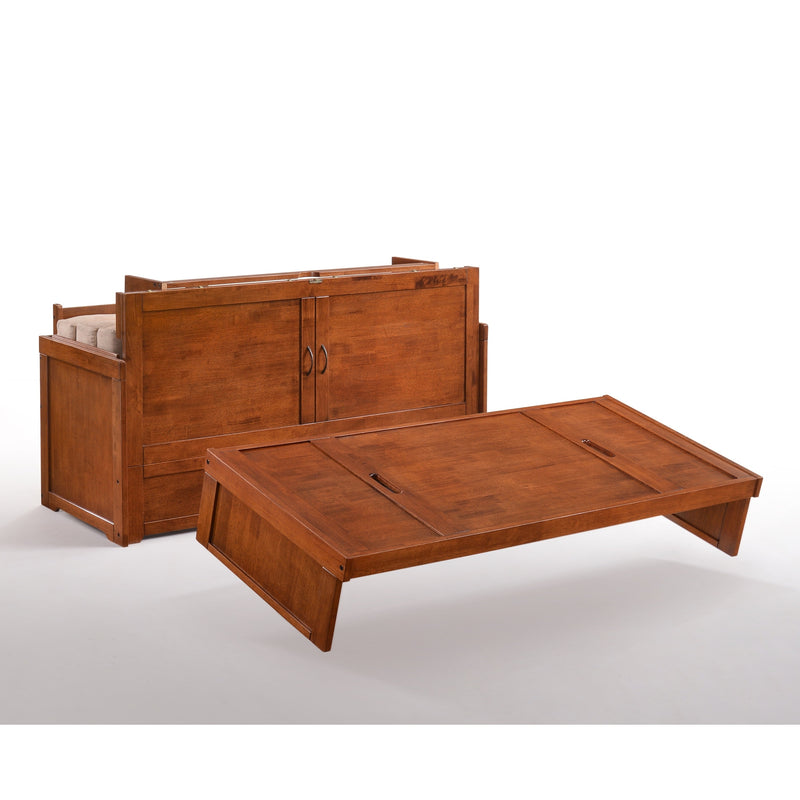 Night and Day Furniture - Cube 2 Queen Cabinet Murphy Bed in Cherry, White, Chocolate, & Stonewash