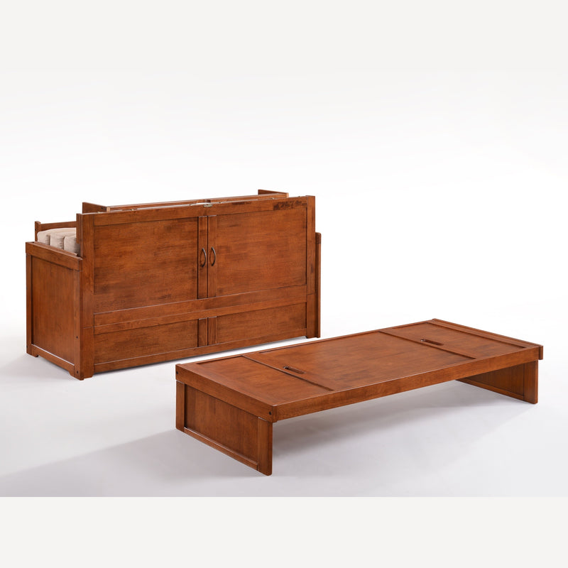 Night and Day Furniture - Cube 2 Queen Cabinet Murphy Bed in Cherry, White, Chocolate, & Stonewash