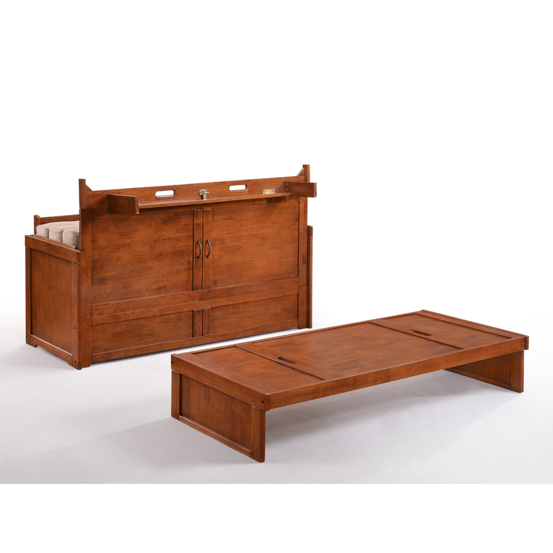 Night and Day Furniture - Cube 2 Queen Cabinet Murphy Bed in Cherry, White, Chocolate, & Stonewash