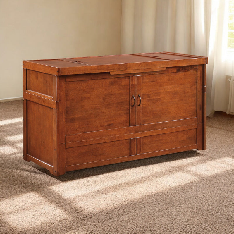 Night and Day Furniture - Cube 2 Queen Cabinet Murphy Bed in Cherry, White, Chocolate, & Stonewash