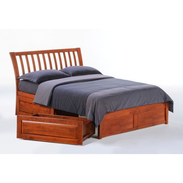 Night and Day Furniture - K-Series Nutmeg Bed, All Sizes in Cherry, Chocolate, Natural, Stonewash, and White