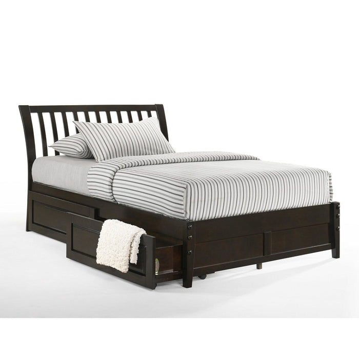 Night and Day Furniture - K-Series Nutmeg Bed, All Sizes in Cherry, Chocolate, Natural, Stonewash, and White