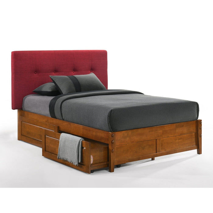 Night and Day Furniture - Dual System Paprika Bed with Headboard, All Sizes in Cherry, Chocolate, Natural, Stonewash, & White