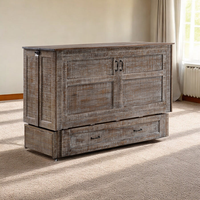 Night and Day Furniture - Poppy Queen Cabinet Murphy Chest Bed with Mattress