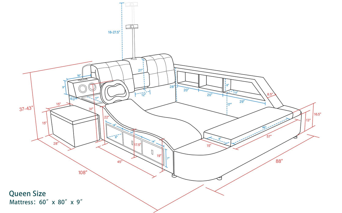 (Custom Order) Jubilee Furniture - Sophia Tech Smart Ultimate Bed | All In One Bed