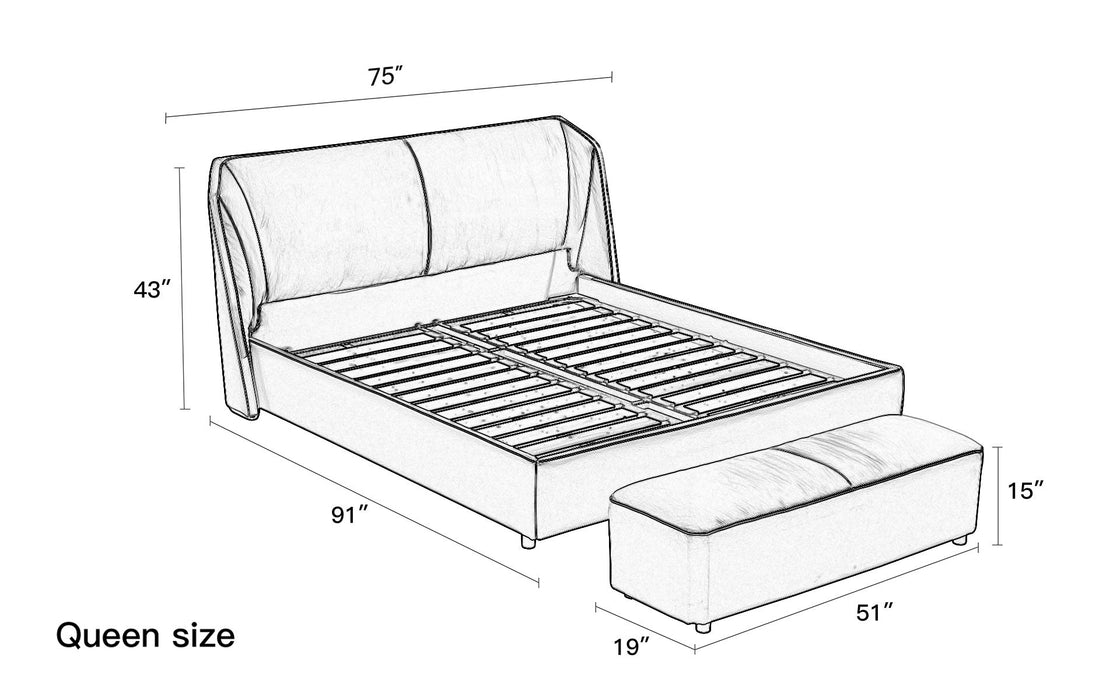 (Custom Order) Jubilee Furniture - Luna Modern Leather Platform Bed