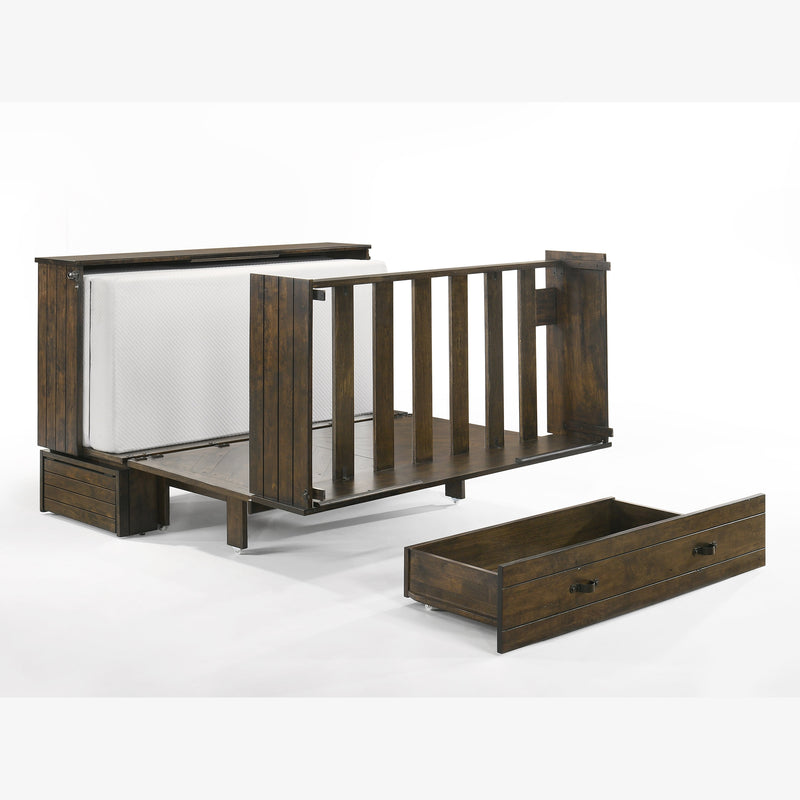 Night and Day Furniture - Ranchero Queen Cabinet Murphy Chest Bed with Mattress