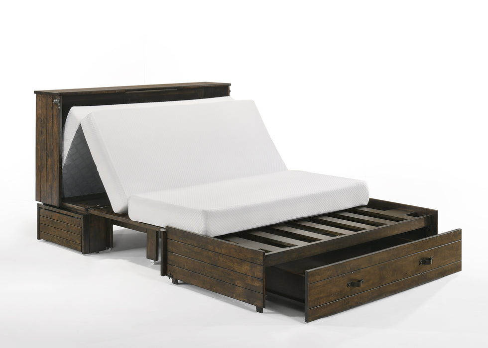 Night and Day Furniture - Ranchero Queen Cabinet Murphy Chest Bed with Mattress