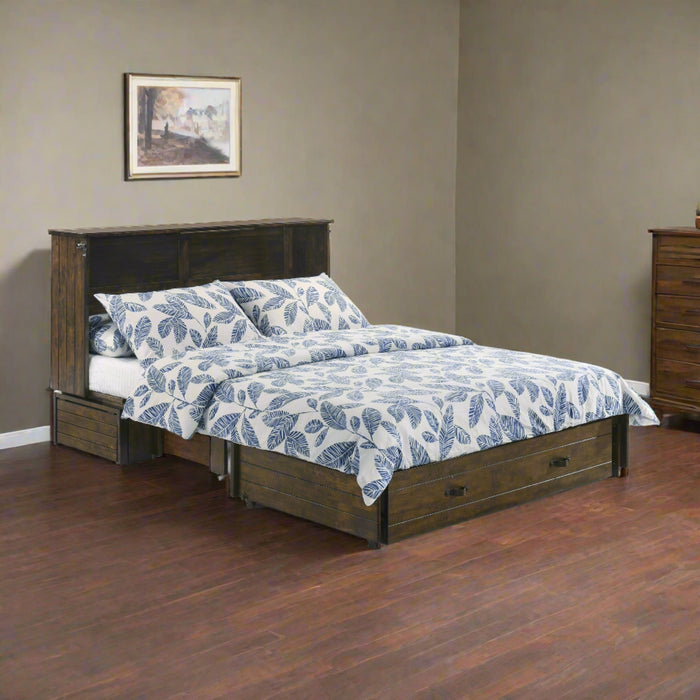 Night and Day Furniture - Ranchero Queen Cabinet Murphy Chest Bed with Mattress