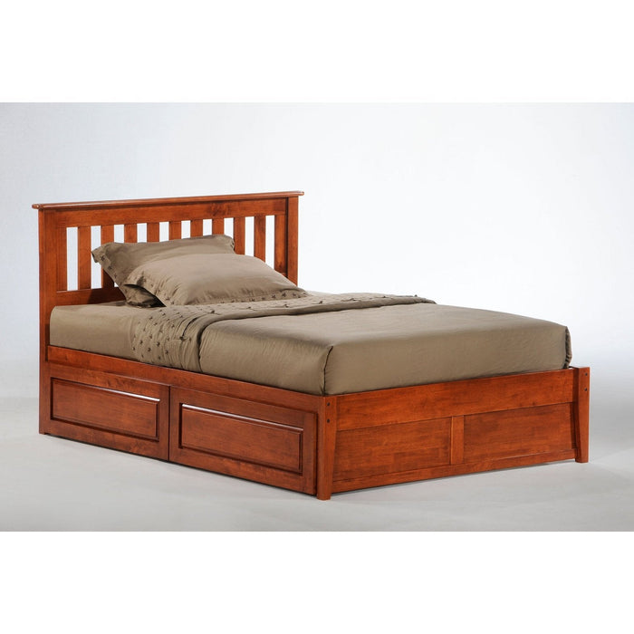 Night and Day Furniture - Dual System Rosemary Bed, All Sizes in Chery, Chocolate, Natural, Stonewash, & White