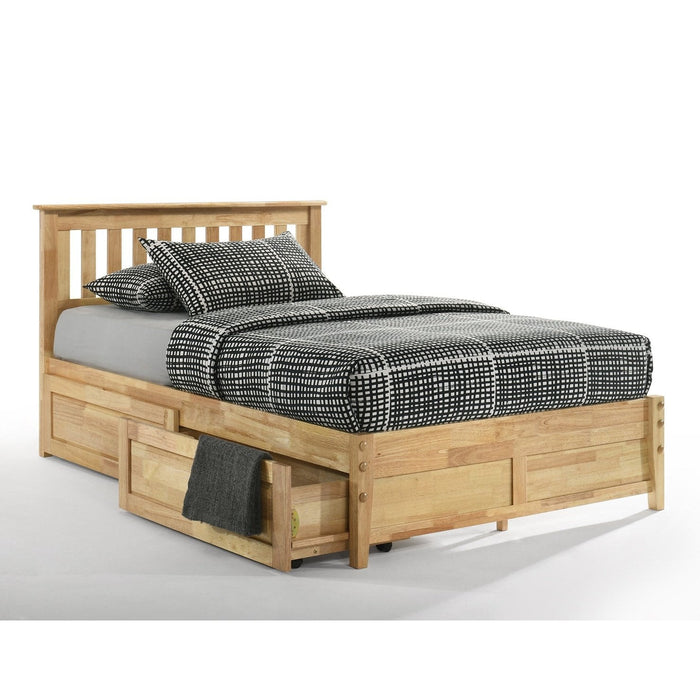 Night and Day Furniture - Dual System Rosemary Bed, All Sizes in Chery, Chocolate, Natural, Stonewash, & White