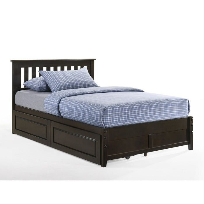 Night and Day Furniture - Dual System Rosemary Bed, All Sizes in Chery, Chocolate, Natural, Stonewash, & White