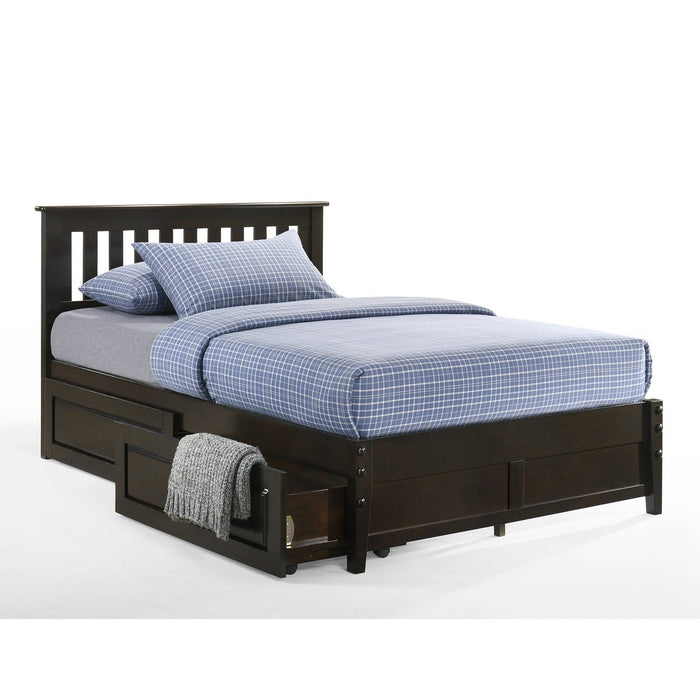 Night and Day Furniture - Dual System Rosemary Bed, All Sizes in Chery, Chocolate, Natural, Stonewash, & White