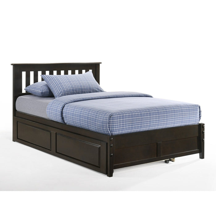 Night and Day Furniture - Dual System Rosemary Bed, All Sizes in Chery, Chocolate, Natural, Stonewash, & White