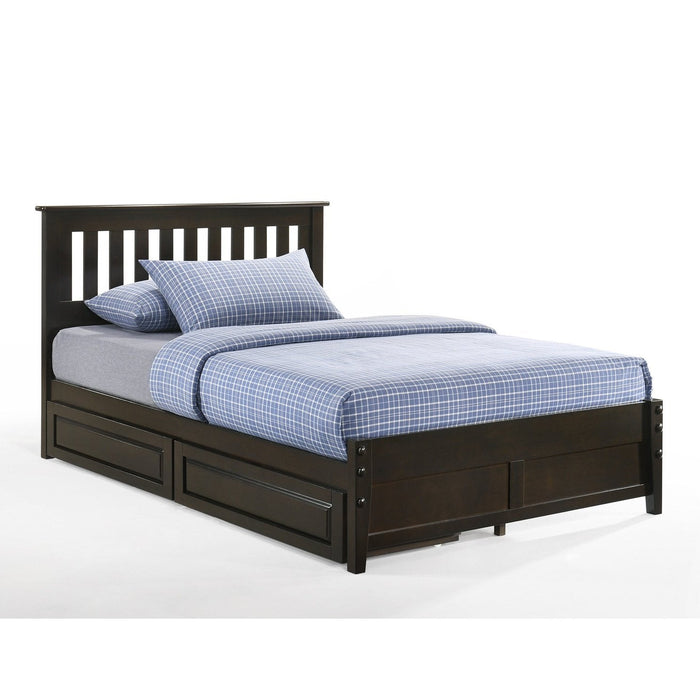 Night and Day Furniture - Dual System Rosemary Bed, All Sizes in Chery, Chocolate, Natural, Stonewash, & White