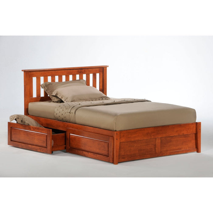 Night and Day Furniture - Dual System Rosemary Bed, All Sizes in Chery, Chocolate, Natural, Stonewash, & White