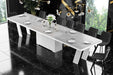Maxima House - Aleta 11-Piece Glossy Extendable Dining Table Set, In Gray Stone / White w/ 10 Chairs