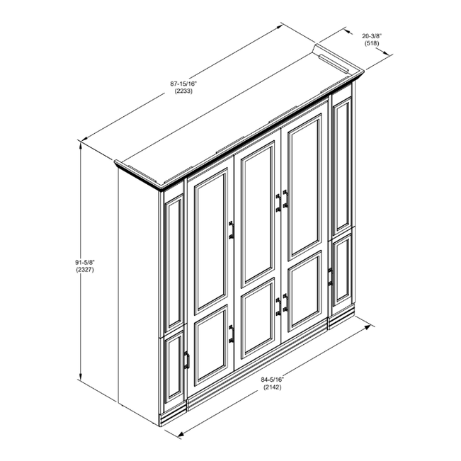 Leto Muro - Alegra Queen Portrait Wall Bed in White with Internal Storage