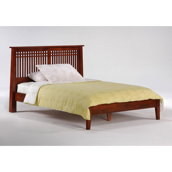 Night and Day Furniture - Dual System Solstice Bed, All Sizes in Cherry, Chocolate, Natural, Stonewash