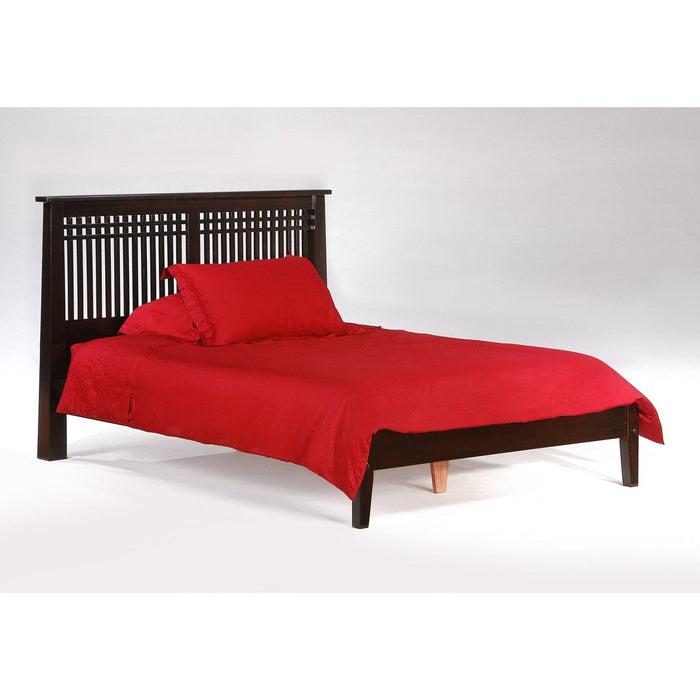 Night and Day Furniture - Dual System Solstice Bed, All Sizes in Cherry, Chocolate, Natural, Stonewash