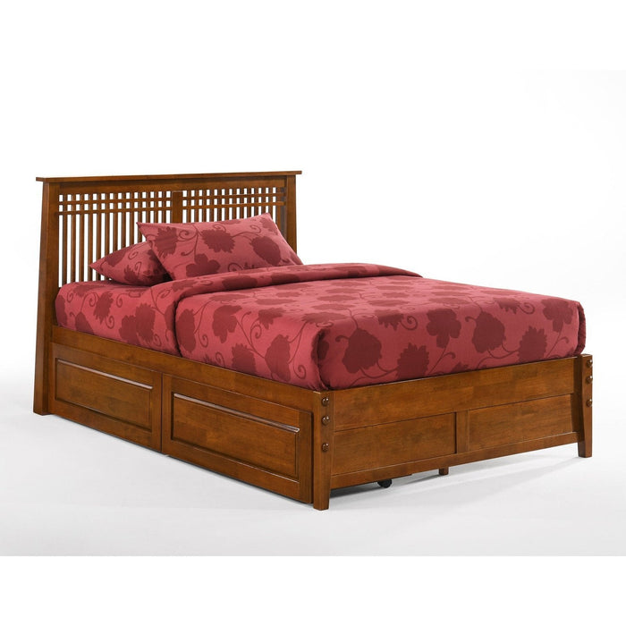 Night and Day Furniture - Dual System Solstice Bed, All Sizes in Cherry, Chocolate, Natural, Stonewash