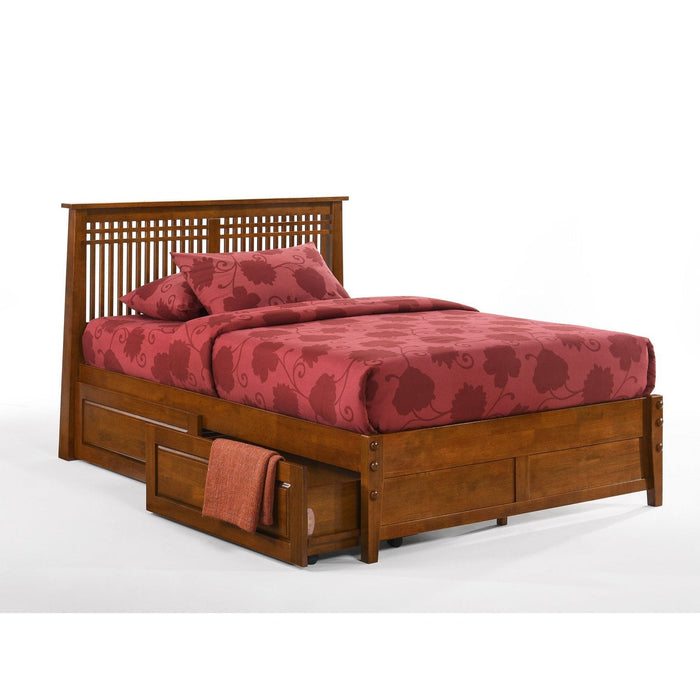 Night and Day Furniture - Dual System Solstice Bed, All Sizes in Cherry, Chocolate, Natural, Stonewash