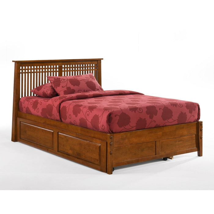 Night and Day Furniture - Dual System Solstice Bed, All Sizes in Cherry, Chocolate, Natural, Stonewash