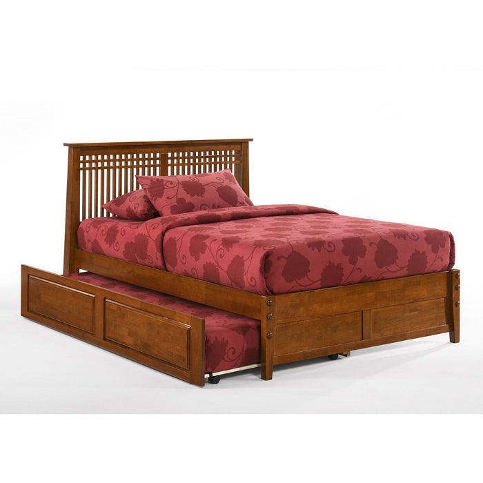 Night and Day Furniture - Dual System Solstice Bed, All Sizes in Cherry, Chocolate, Natural, Stonewash