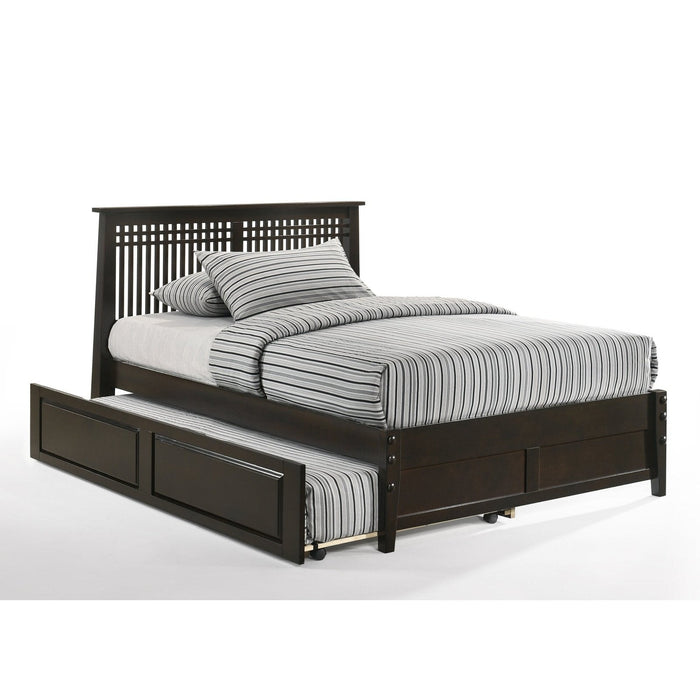 Night and Day Furniture - Dual System Solstice Bed, All Sizes in Cherry, Chocolate, Natural, Stonewash