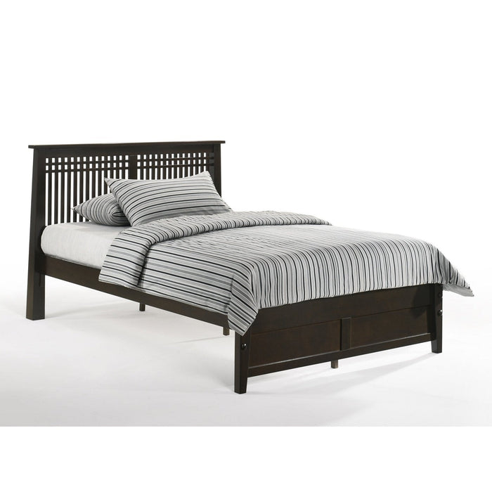 Night and Day Furniture - Dual System Solstice Bed, All Sizes in Cherry, Chocolate, Natural, Stonewash