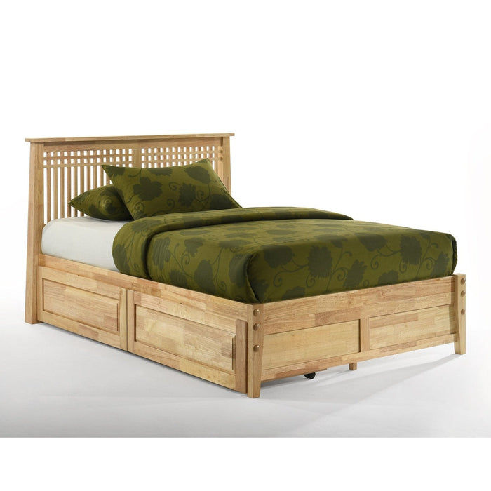 Night and Day Furniture - Dual System Solstice Bed, All Sizes in Cherry, Chocolate, Natural, Stonewash