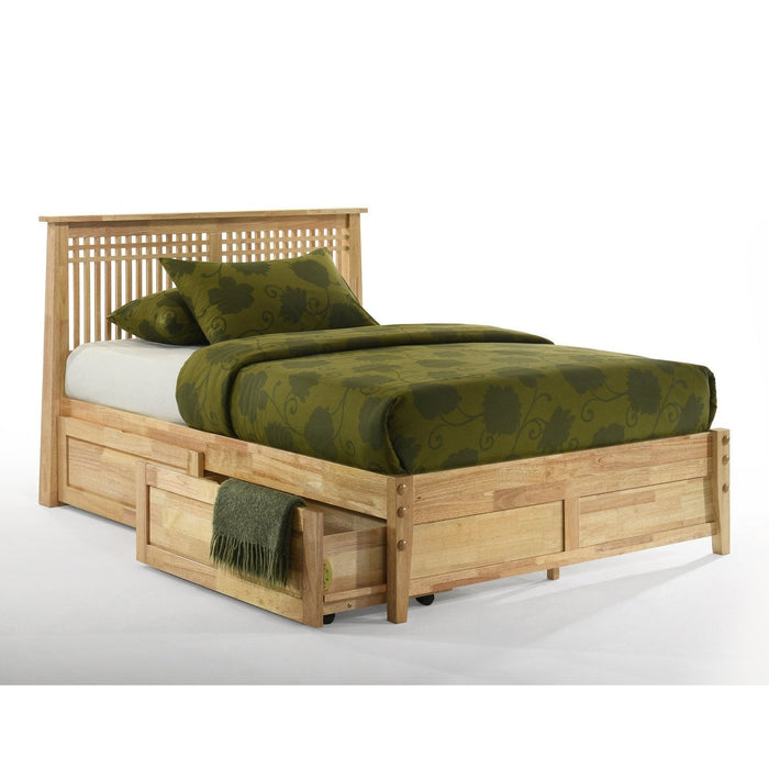 Night and Day Furniture - Dual System Solstice Bed, All Sizes in Cherry, Chocolate, Natural, Stonewash