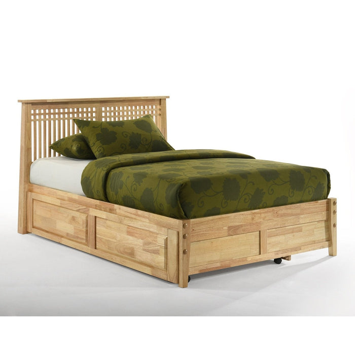 Night and Day Furniture - Dual System Solstice Bed, All Sizes in Cherry, Chocolate, Natural, Stonewash