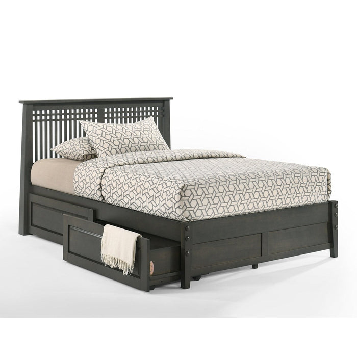 Night and Day Furniture - Dual System Solstice Bed, All Sizes in Cherry, Chocolate, Natural, Stonewash