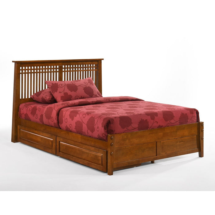 Night and Day Furniture - Dual System Solstice Bed, All Sizes in Cherry, Chocolate, Natural, Stonewash