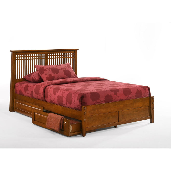 Night and Day Furniture - Dual System Solstice Bed, All Sizes in Cherry, Chocolate, Natural, Stonewash