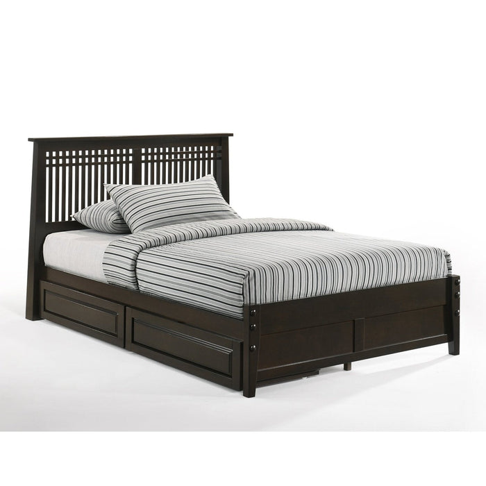 Night and Day Furniture - Dual System Solstice Bed, All Sizes in Cherry, Chocolate, Natural, Stonewash