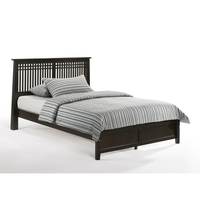 Night and Day Furniture - Dual System Solstice Bed, All Sizes in Cherry, Chocolate, Natural, Stonewash