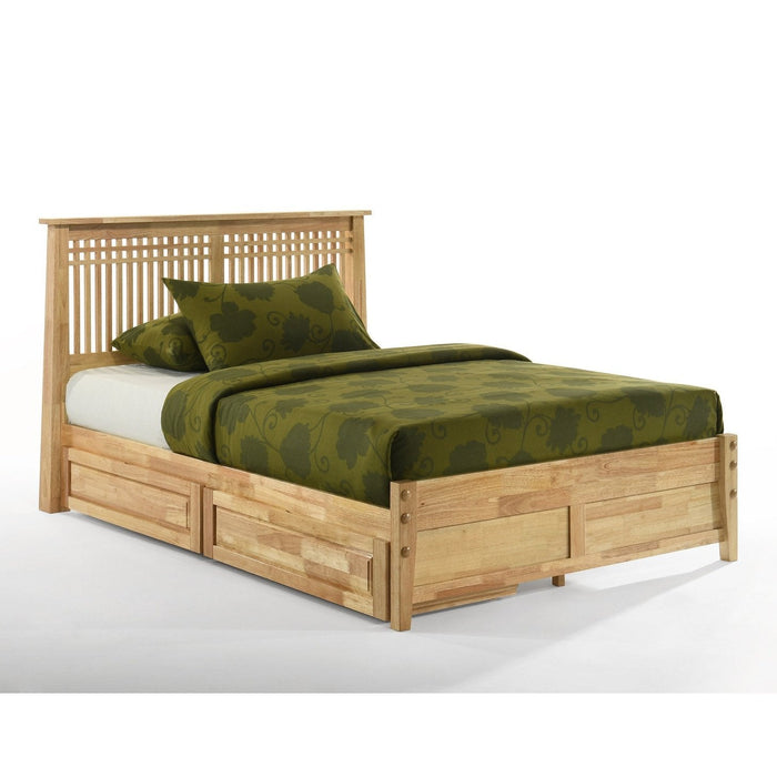 Night and Day Furniture - Dual System Solstice Bed, All Sizes in Cherry, Chocolate, Natural, Stonewash