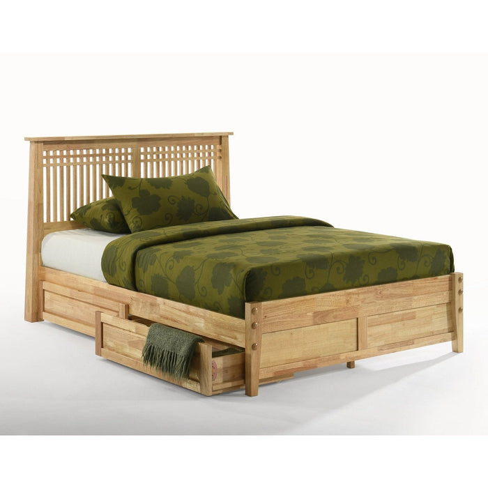 Night and Day Furniture - Dual System Solstice Bed, All Sizes in Cherry, Chocolate, Natural, Stonewash