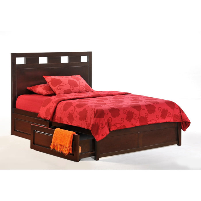 Night and Day Furniture - Dual System Tamarind Bed, All Sizes in Cherry, Chocolate, Natural, Stonewash, & White