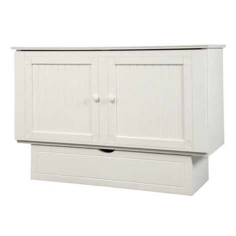 Arason - Creden-ZzZ Cottage White Cabinet Queen Murphy Bed with Mattress and USB Port