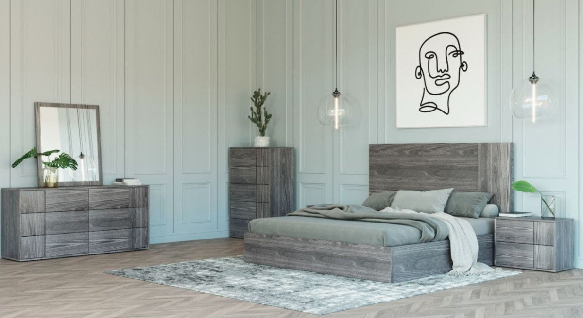 Jubilee Furniture - Misty Domus Asus - Italian Modern Elm Grey Bedroom Set