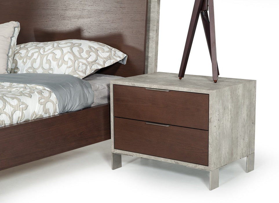 Jubilee Furniture - Nova Domus Redmond Modern Dark Walnut & Faux Concrete Nightstand