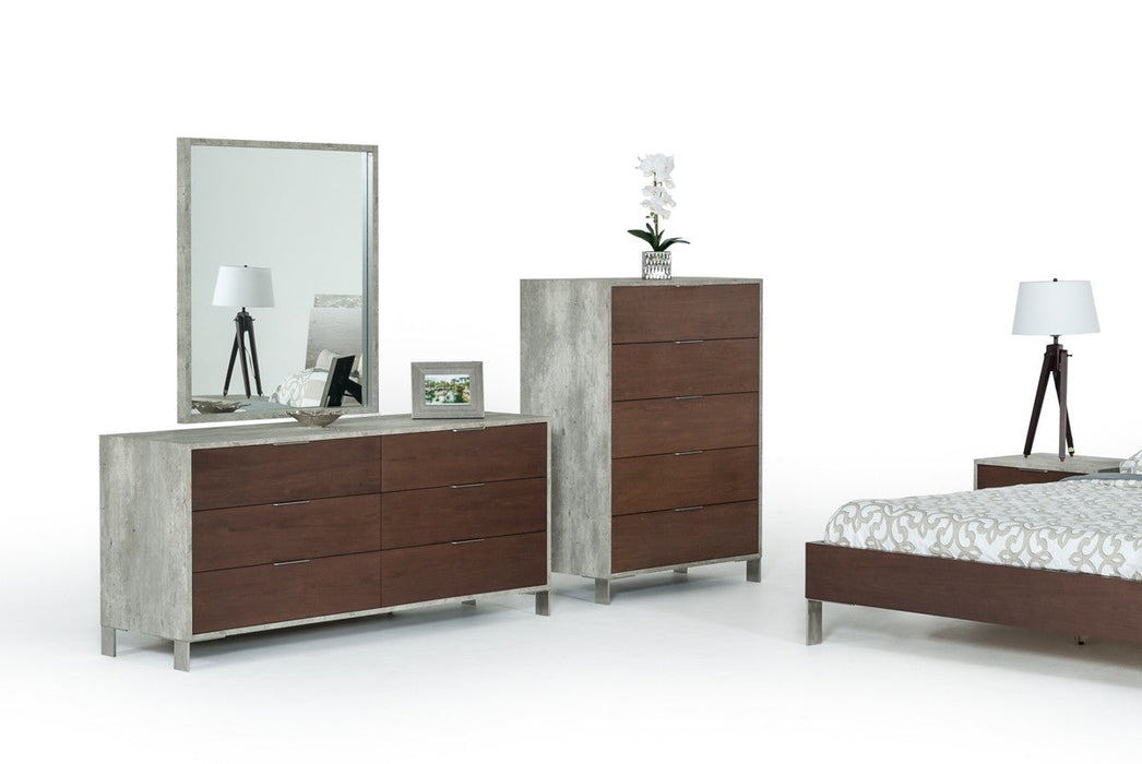 Jubilee Furniture - Camona Modern Dark Walnut & Faux Concrete Bedroom Set