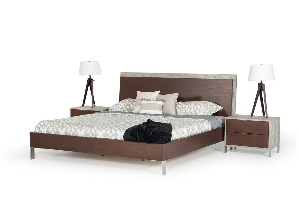 (Custom Order) Jubilee Furniture - Nova Domus Redmond Modern Dark Walnut & Faux Concrete Bed